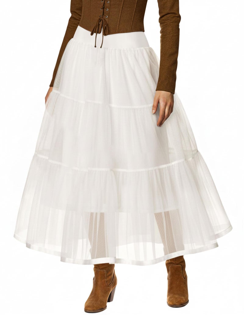 GRACE KARIN Retro Ankle Length Petticoat Underskirt for Long Dress (M,Ivory) - Image 1